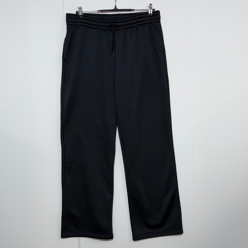 Under Armour Sweatpants Womens Large 32X30 Black‎ Wide Leg ColdGear Storm Fleece